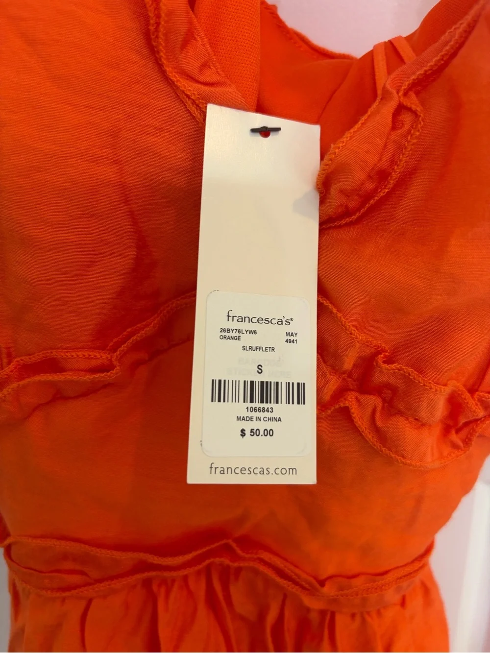 Francesca's Orange Ruffle Tiered Sundress